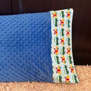 Camper Jeeps Blue Textured Minky Dot Pillowcase standard size